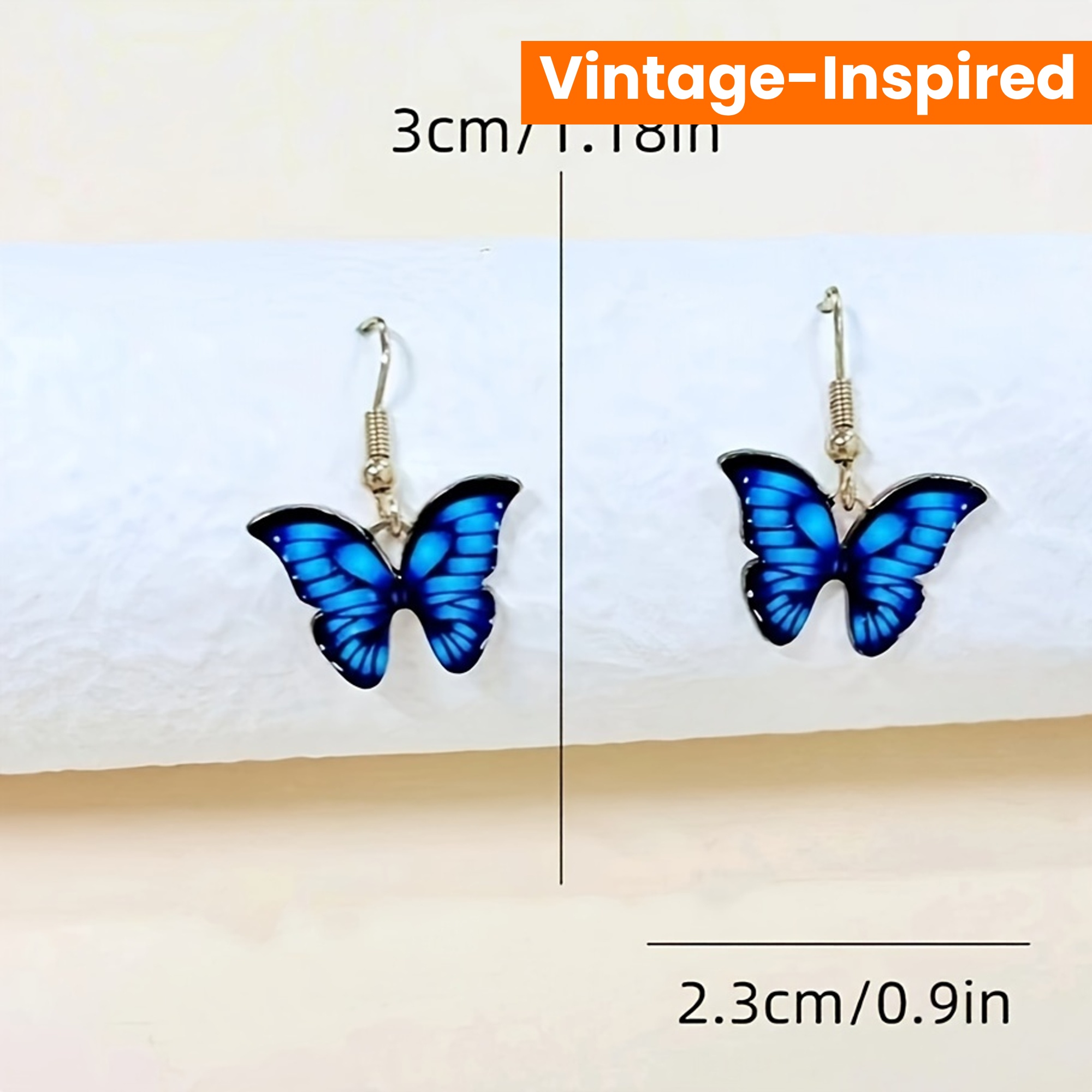 Vintage Butterfly Drop Earrings Alloy Iron Posts Women's